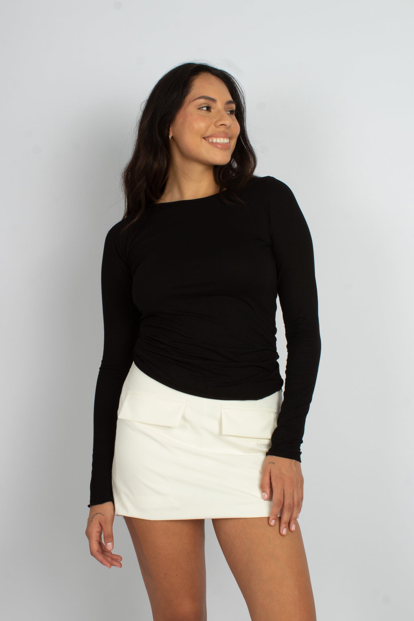 TALIA LONG SLEEVE TOP - Negro