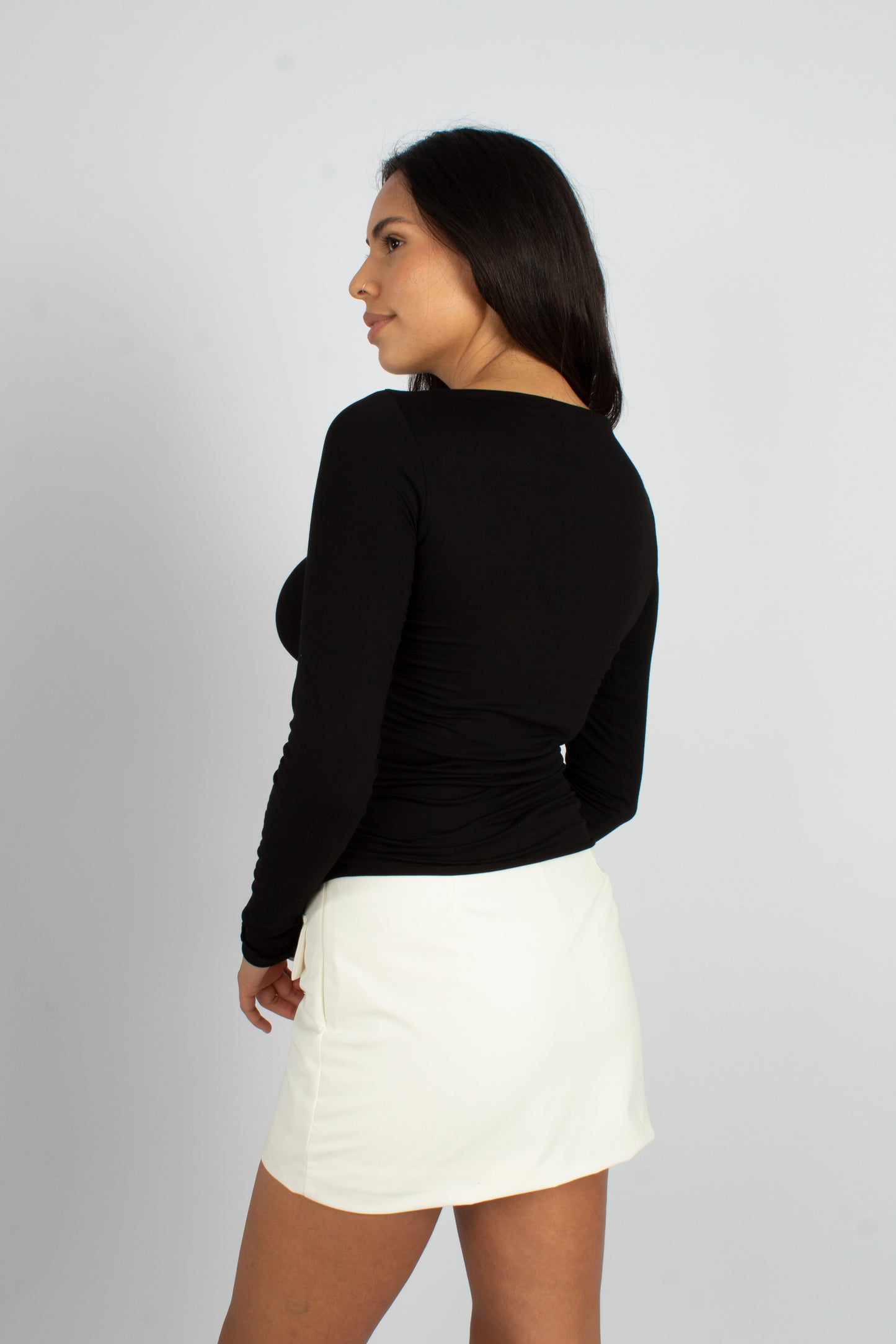 TALIA LONG SLEEVE TOP - Negro